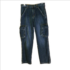 Wrangler Hero Originals Cargo Jeans 6 Pockets Washed Blue Women size 16 REG